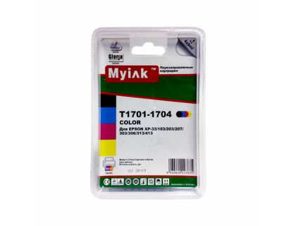 Картриджи заправленные ПЗК (T1701-1704) для Epson Expression Home XP-33/103/203/207/303/306/403/406/313/413 , автосброс,4 шт MyInk
